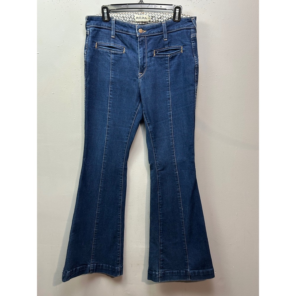 Ariat Jeans Womens 32R Blue REAL Denim High Rise Flare Front Seam Stretch